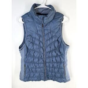 Tangerine Quilted Puffer Vest Duck Down Filled Full Zip Pockets Blue XL
